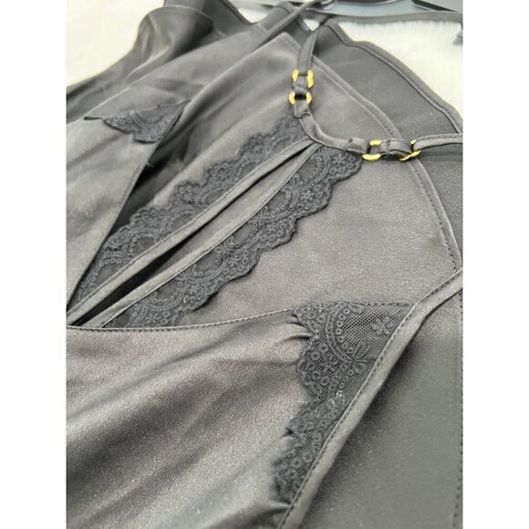 NWOT FLORA NIKROOZ Size S CHEMISE Lace detail back BLACK - Picture 5 of 12